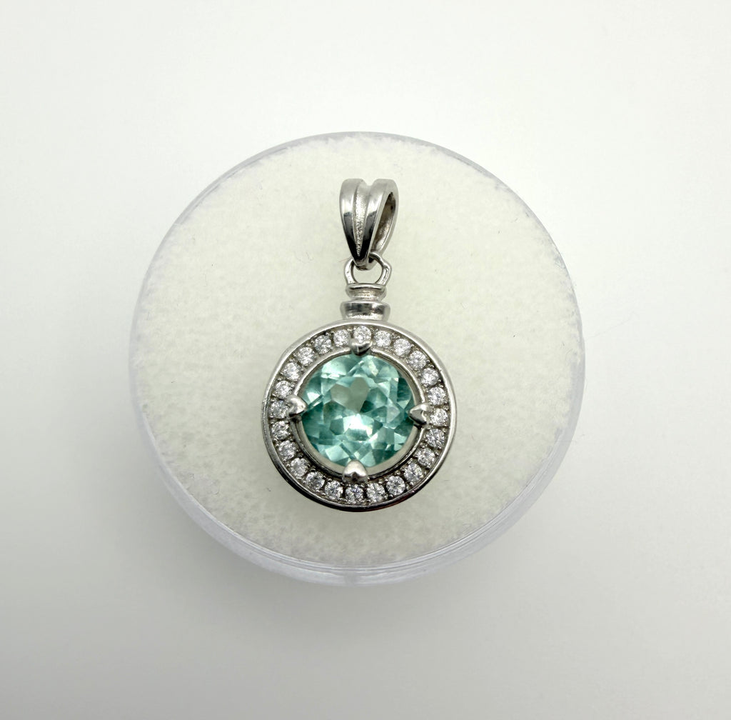 Lab Sapphire Sterling Silver Pendant