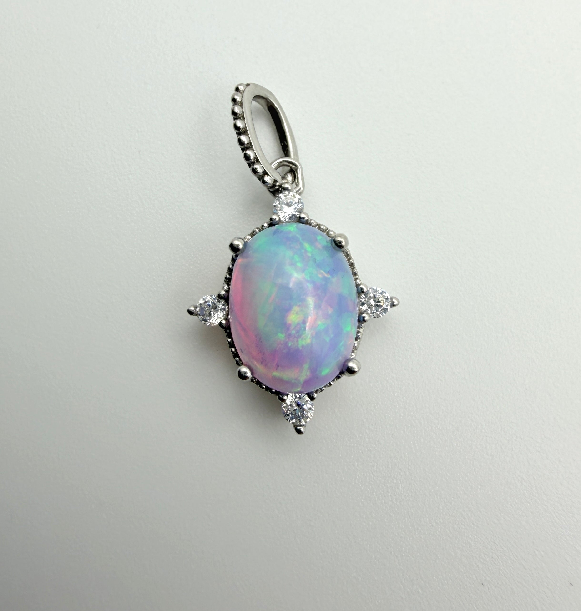 Lavender Opal Sterling Silver Pendant